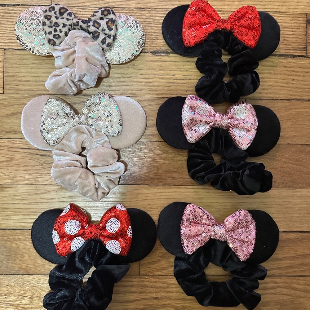 Kids Mouse Ear Hair Accessories Set - Red, Pink, Cream